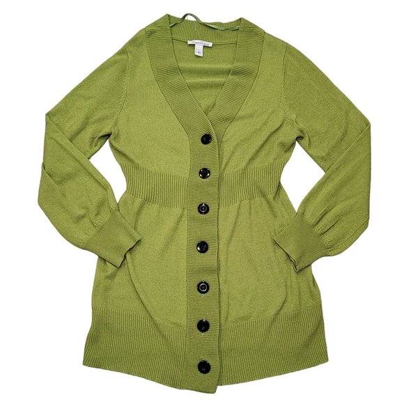 Kenneth Cole lime green cardigan long sleeve sweater with black buttons size LG - Picture 5 of 5